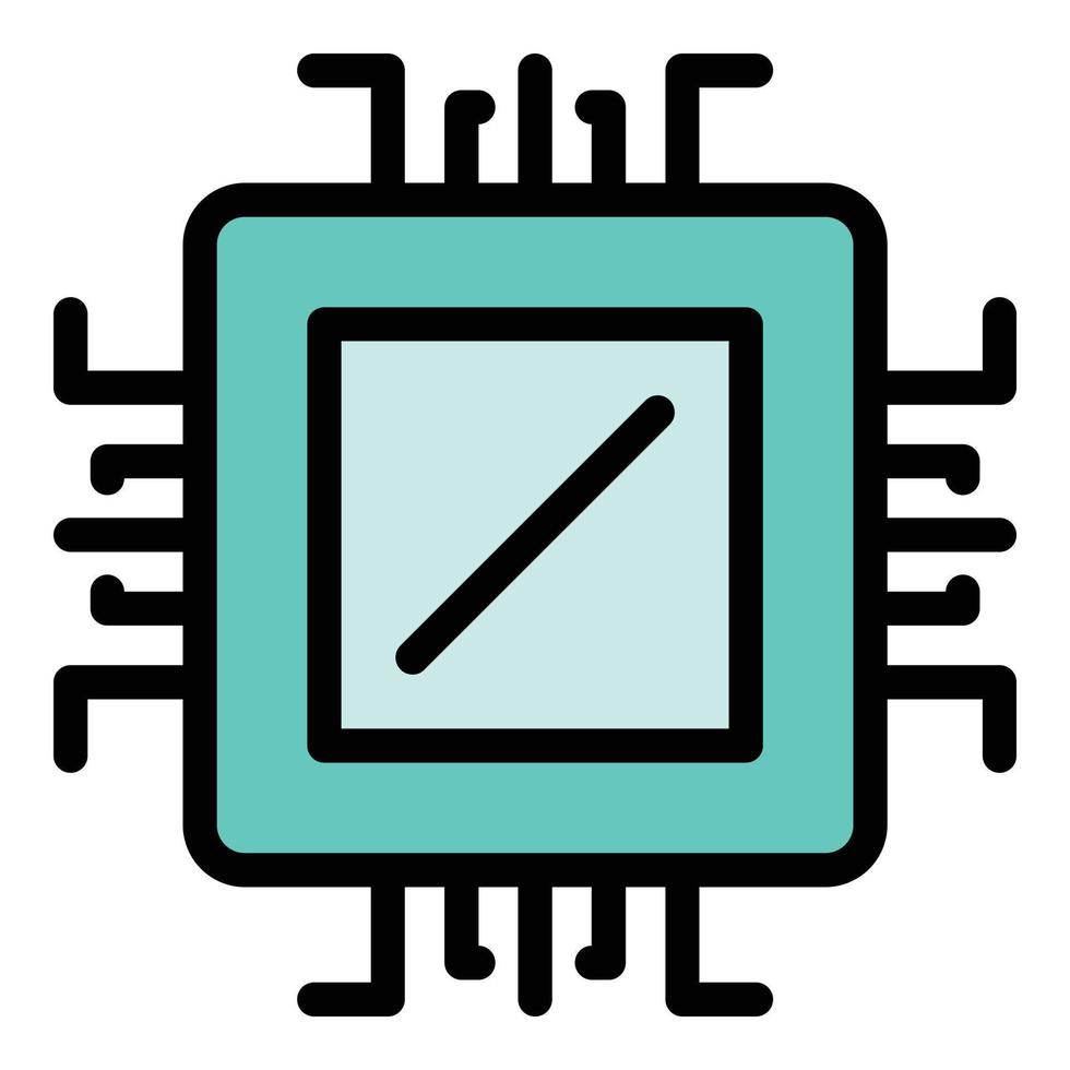 Microchip processor icon color outline vector