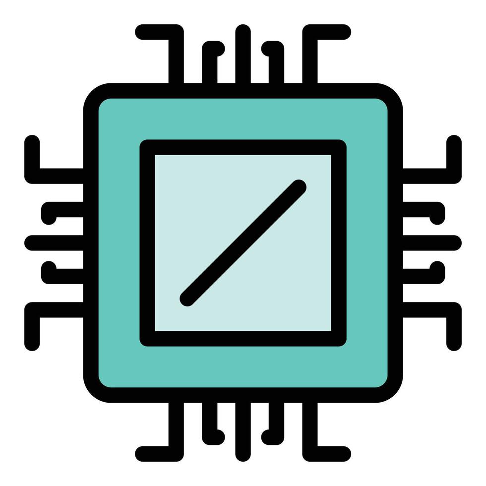 vector de esquema de color de icono de procesador de microchip