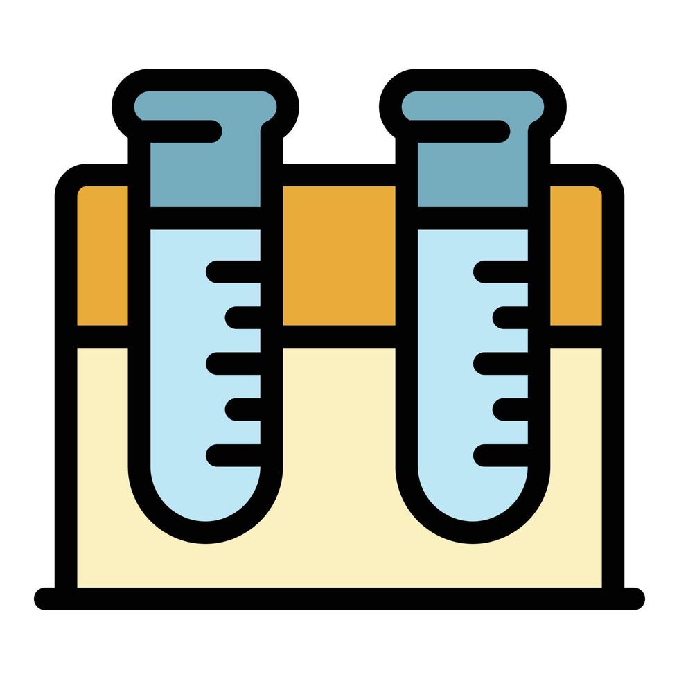 dos tubos de ensayo en un vector de contorno de color de icono de soporte