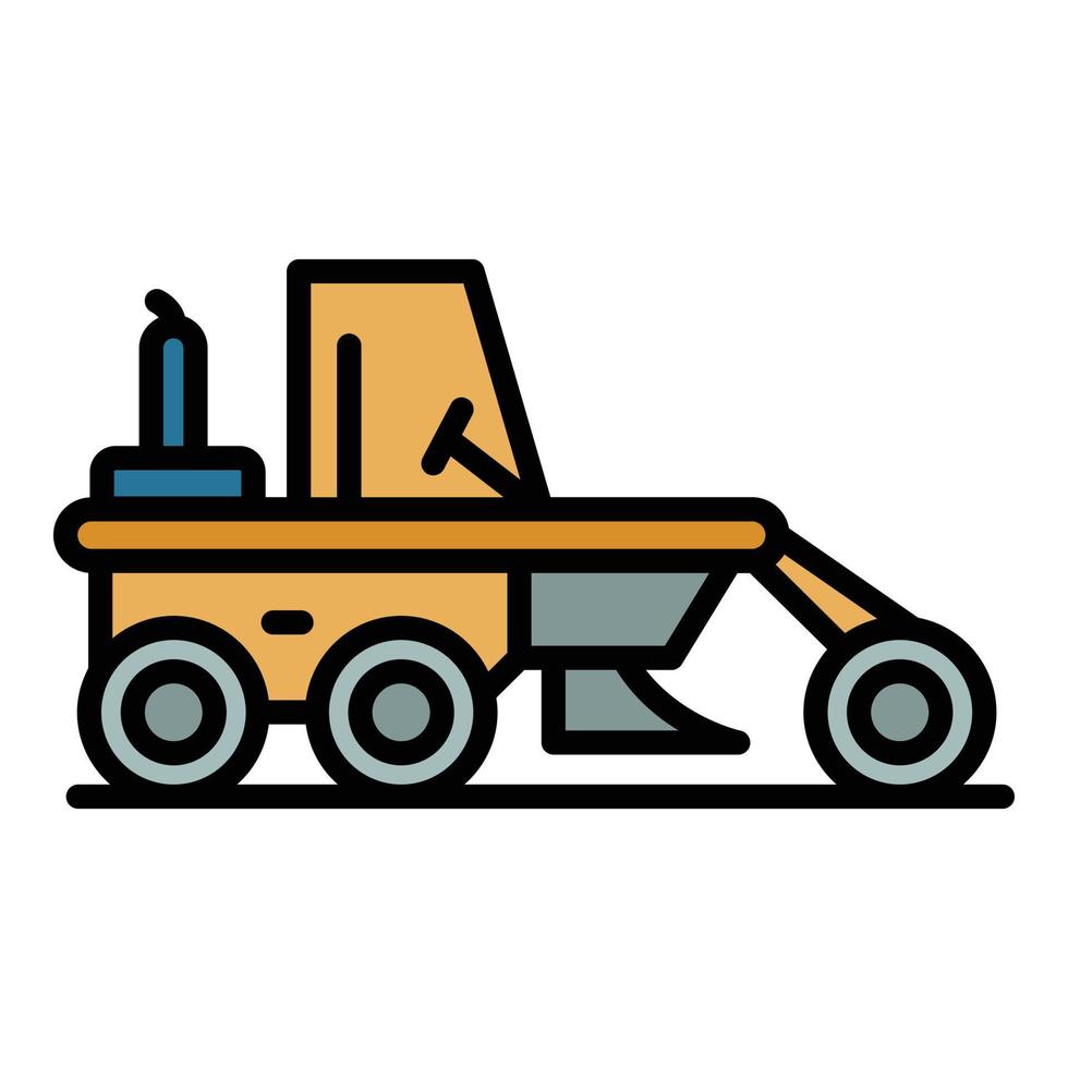 Demolition grader machine icon color outline vector