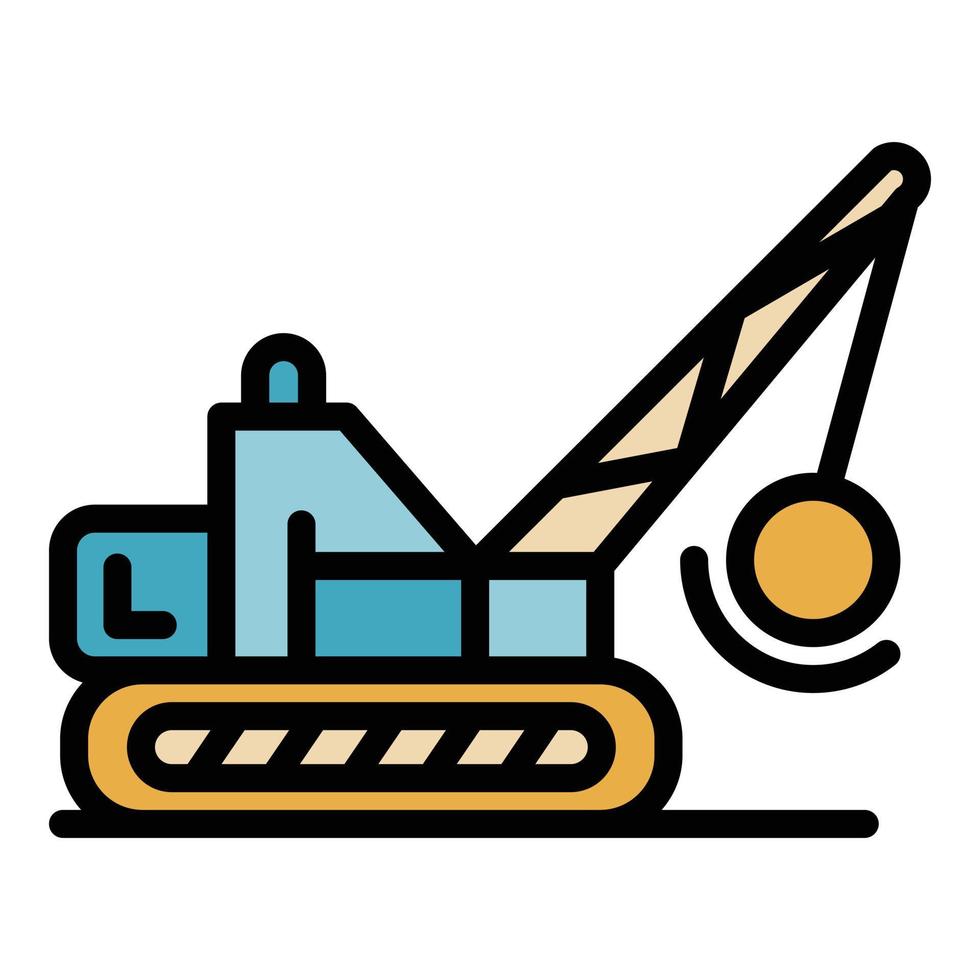 Wrecker excavator icon color outline vector