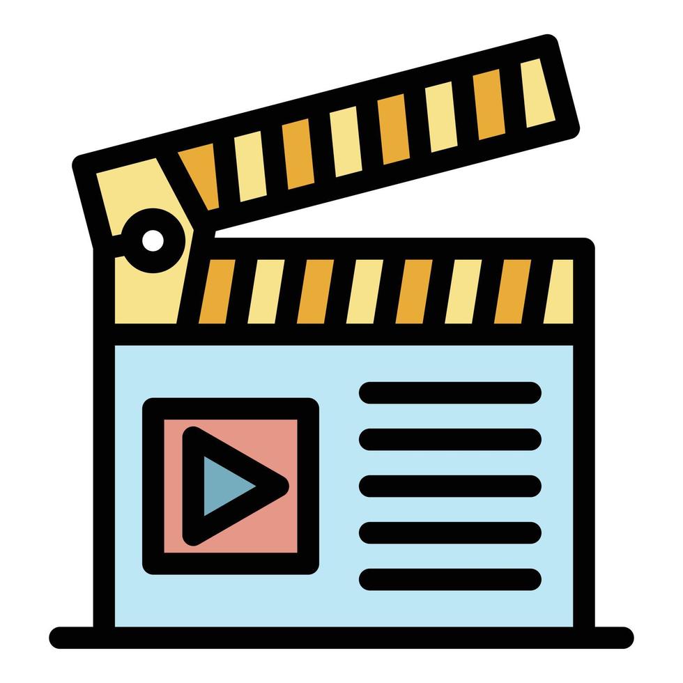 Film clapper icon color outline vector