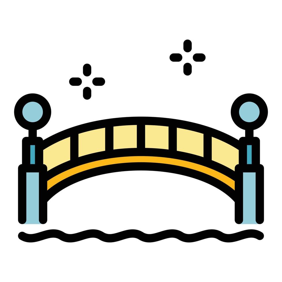 Farm wood bridge icon color outline vector