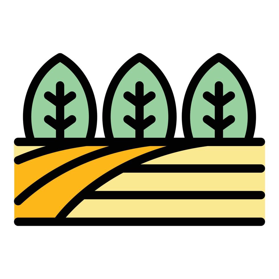 Farm landscape icon color outline vector