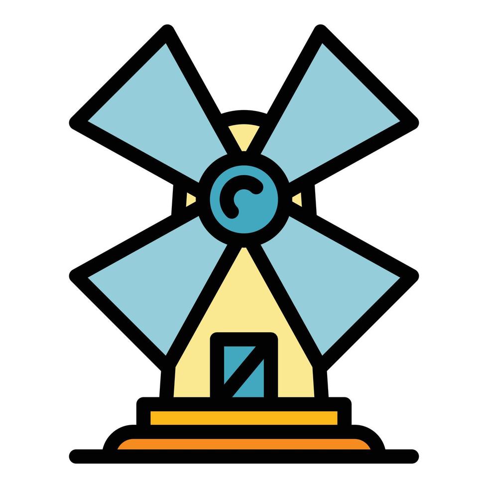 Windmill icon color outline vector