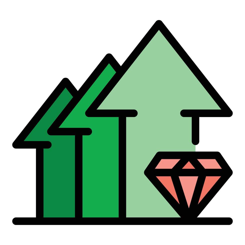 Diamond and three up arrows icon color outline vector