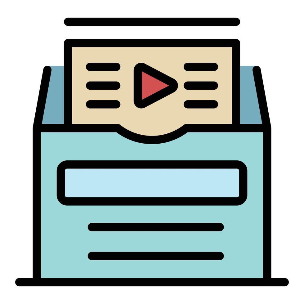 Video library icon color outline vector