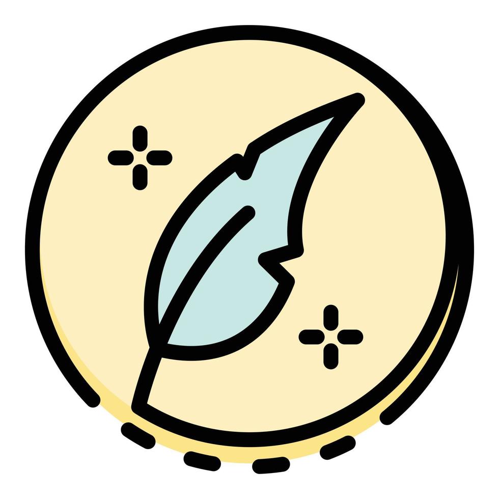 Goose feather in a circle icon color outline vector