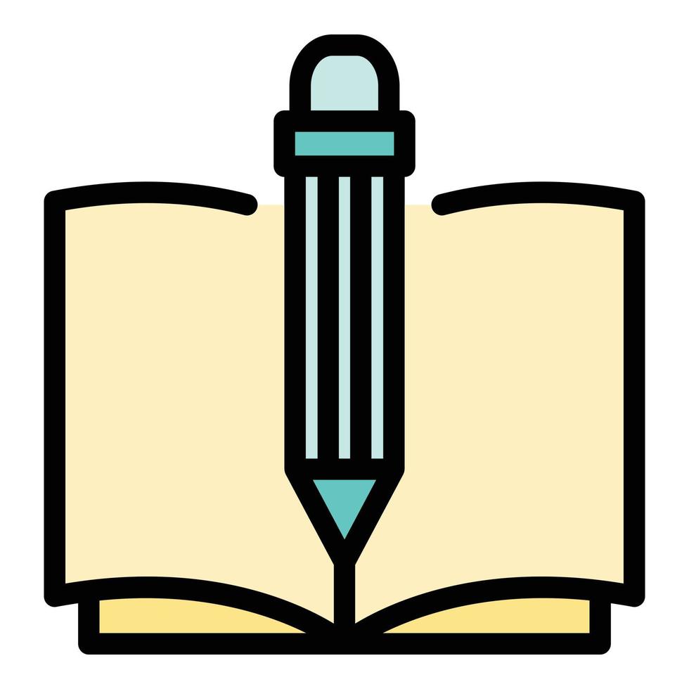 Pencil and notebook icon color outline vector