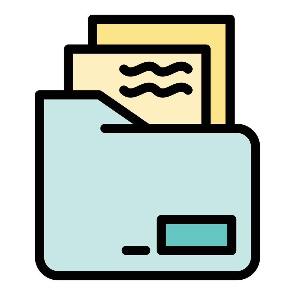 Documents in a folder icon color outline vector