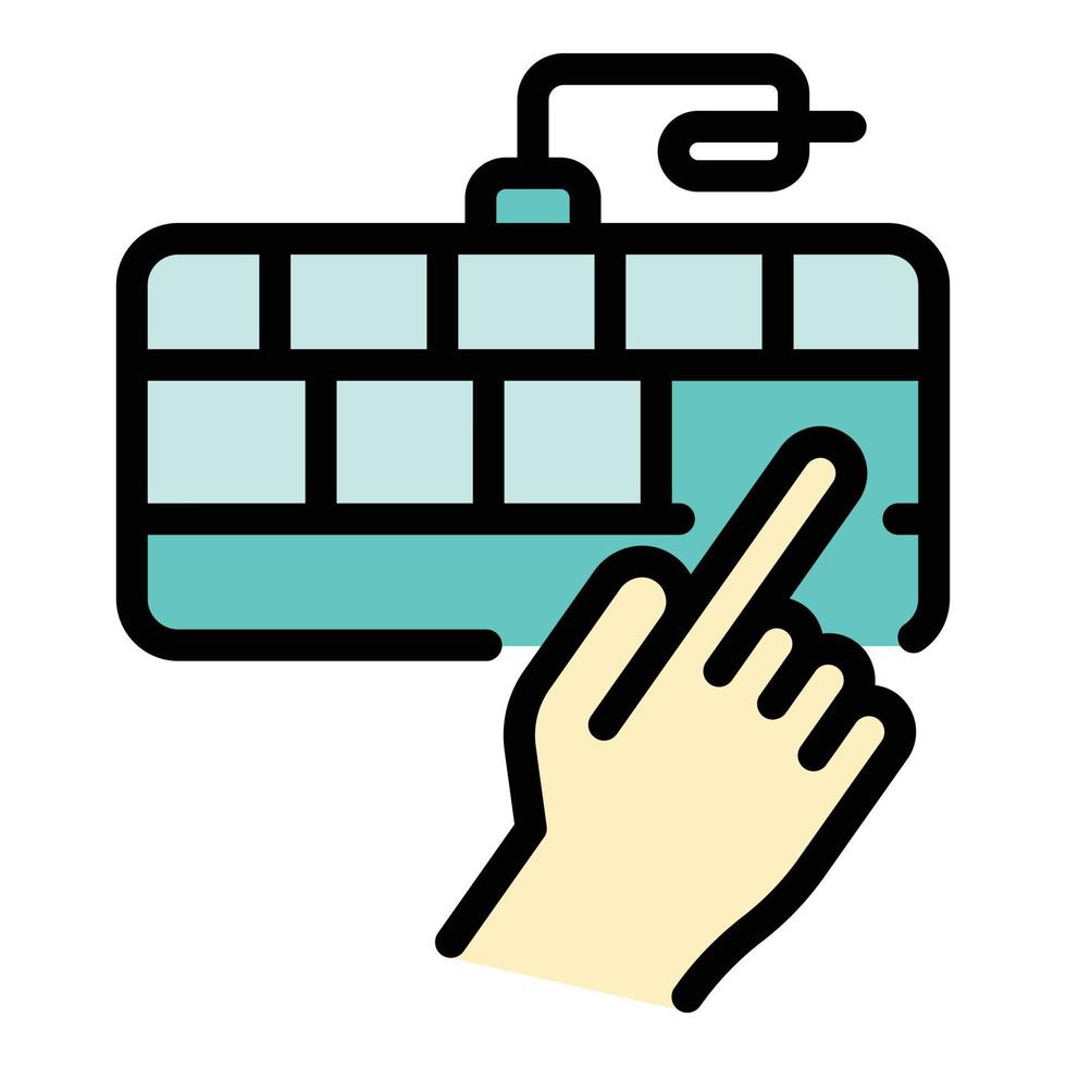 Hand and keyboard icon color outline vector