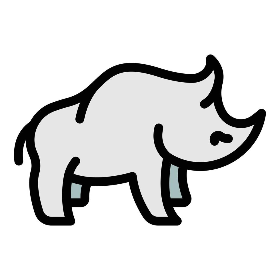 Wild rhino icon color outline vector