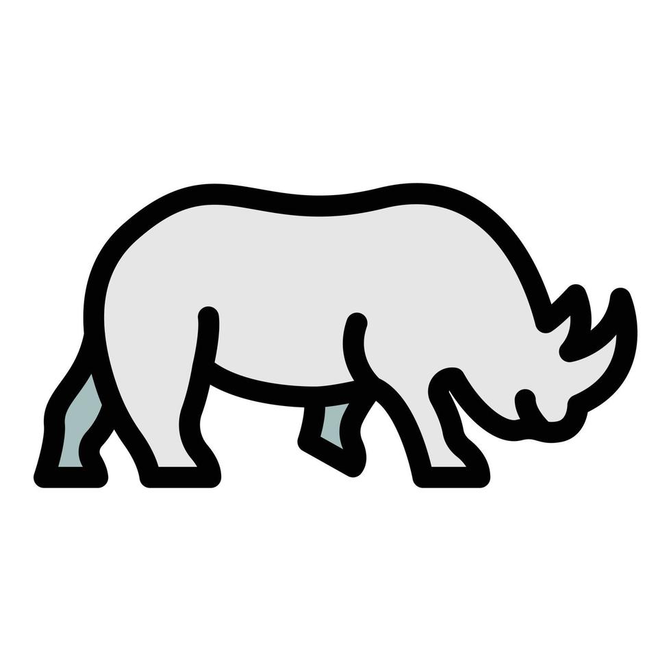 Rhinoceros icon color outline vector
