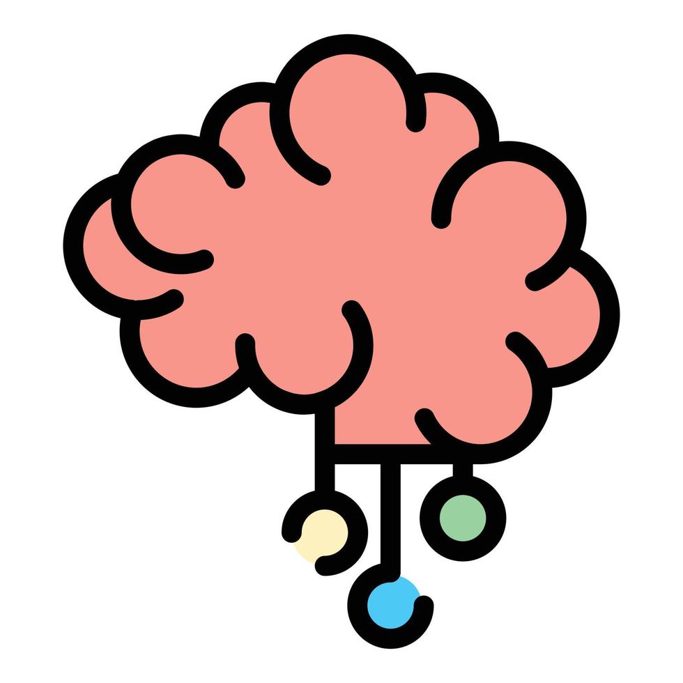Brain sociology icon color outline vector