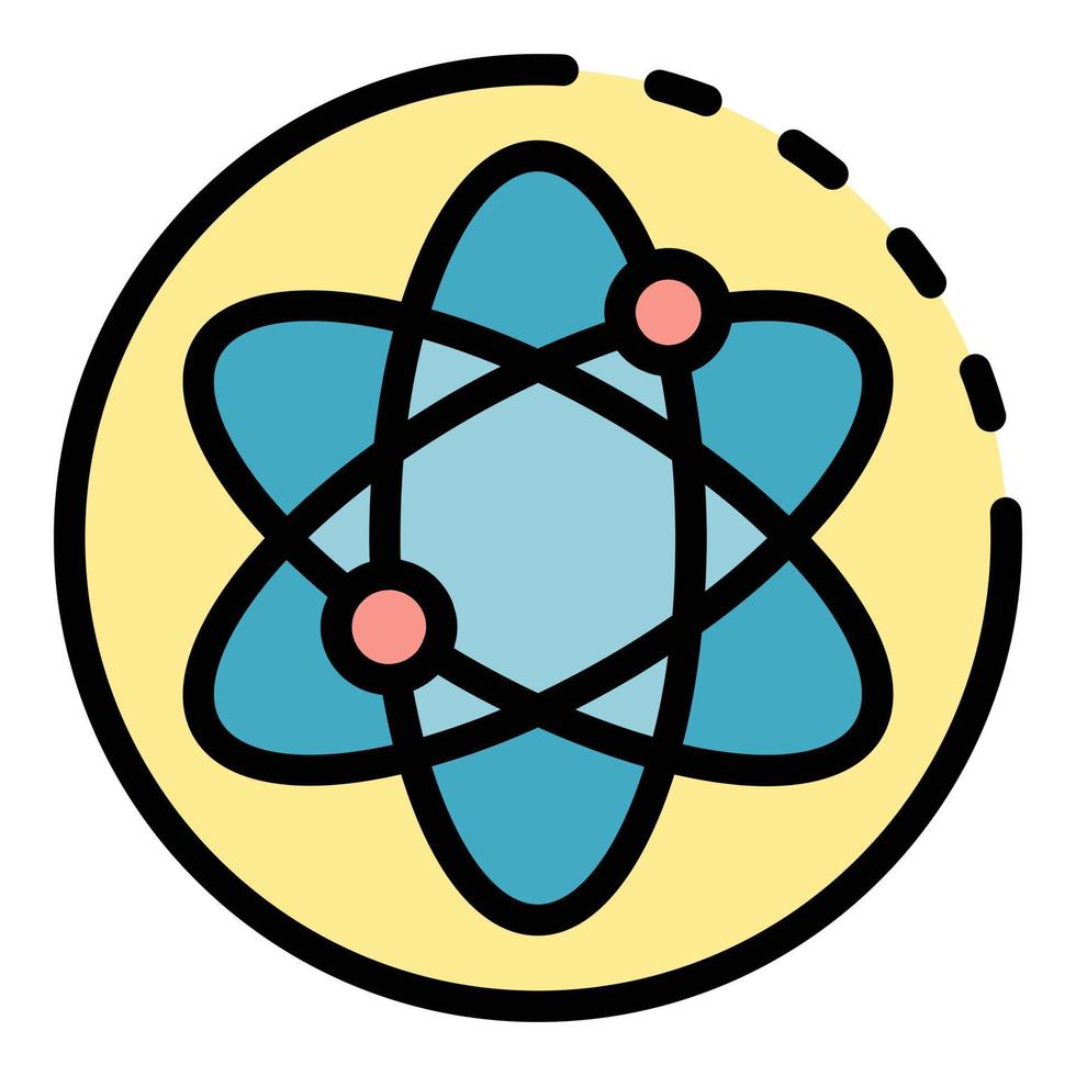 Atom icon color outline vector