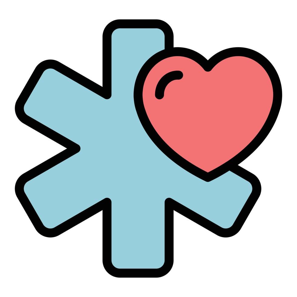 vector de contorno de color de icono de corazón médico sanitario