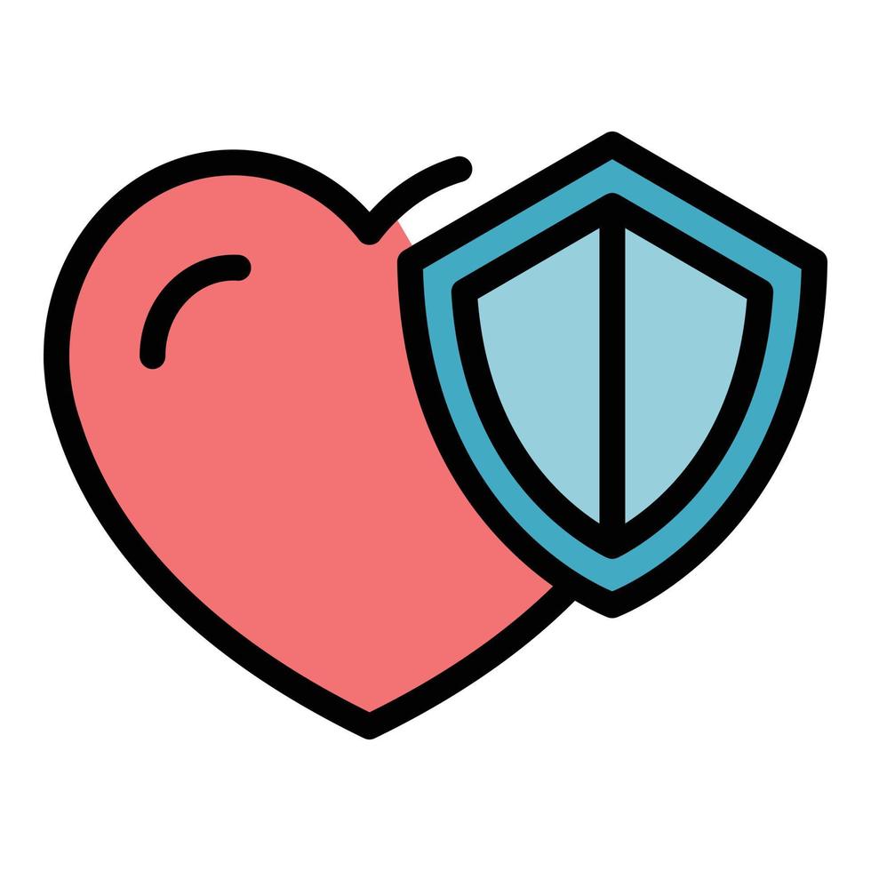 Heart shield icon color outline vector