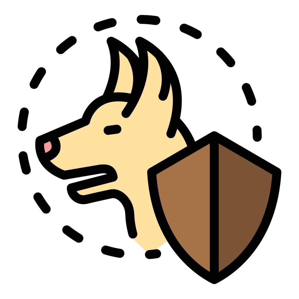Canine dog protect icon color outline vector