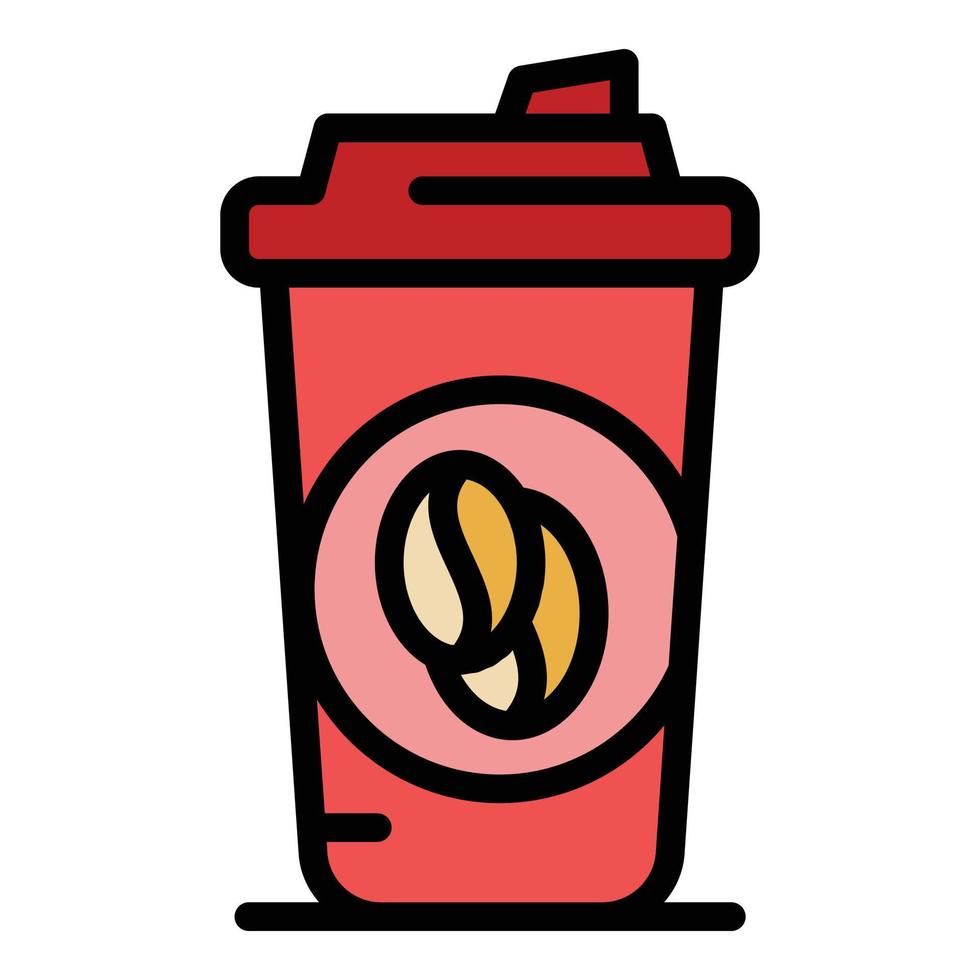 Coffee plastic cup icon color outline vector