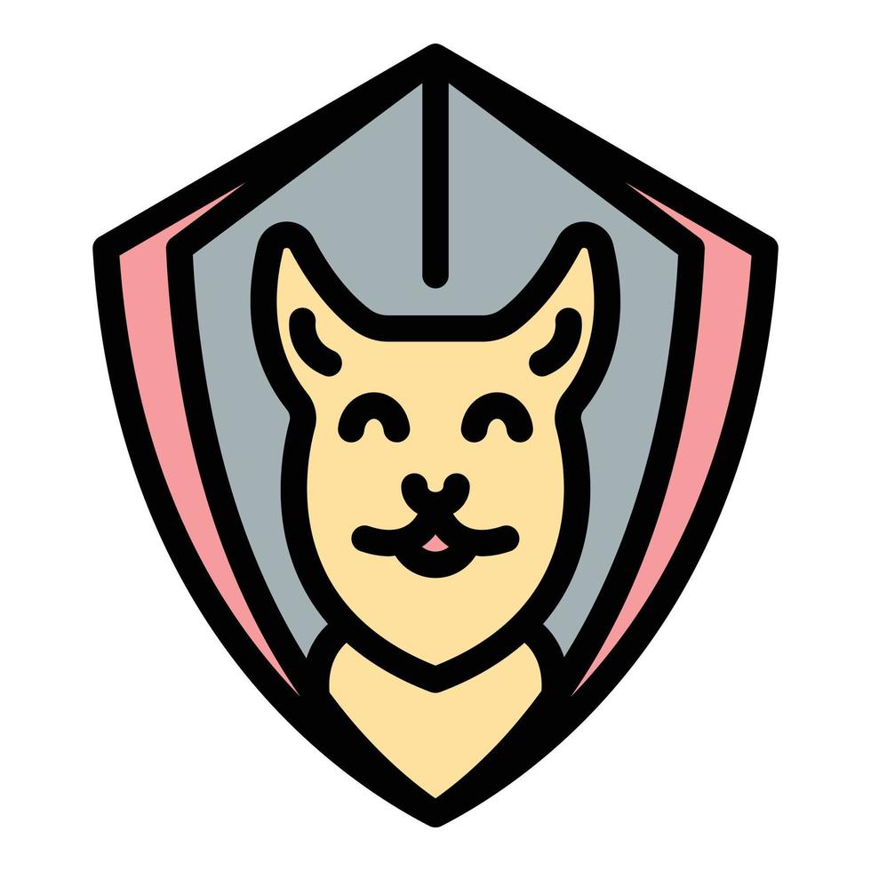 Dog shield protect icon color outline vector