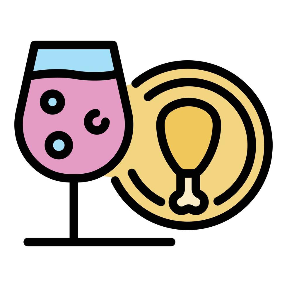 Champagne glass and thigh icon color outline vector