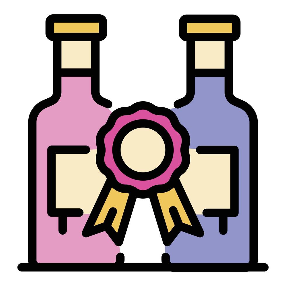 Two bottles and reward icon color outline vector