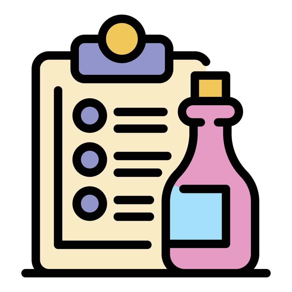 Bottle and check list icon color outline vector