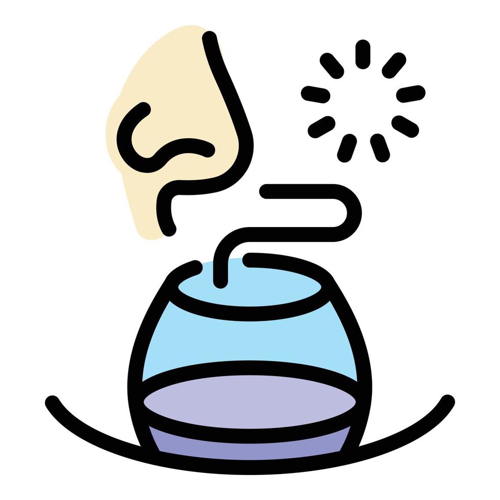 Face and cocktail icon color outline vector