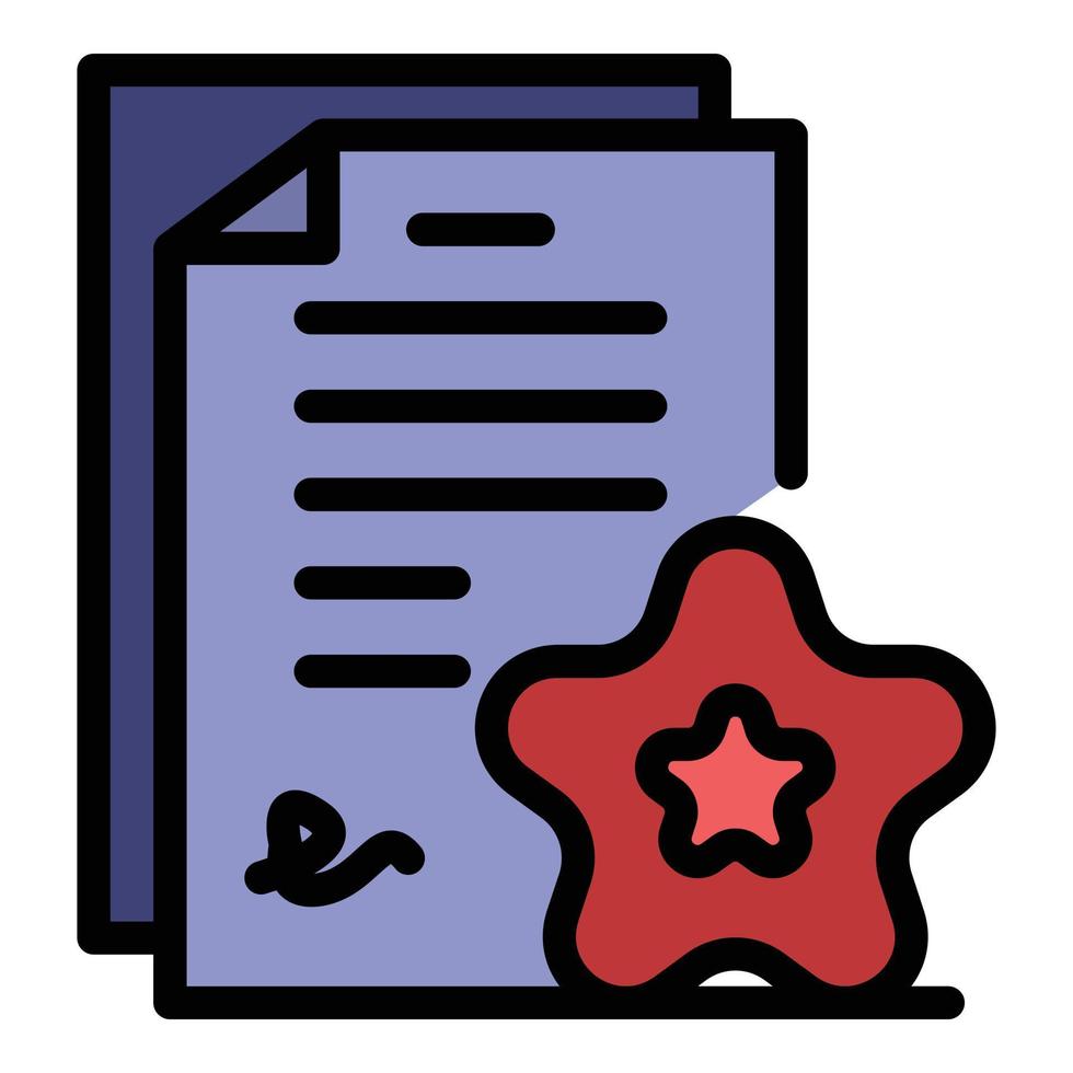 Star signing contract icon color outline vector