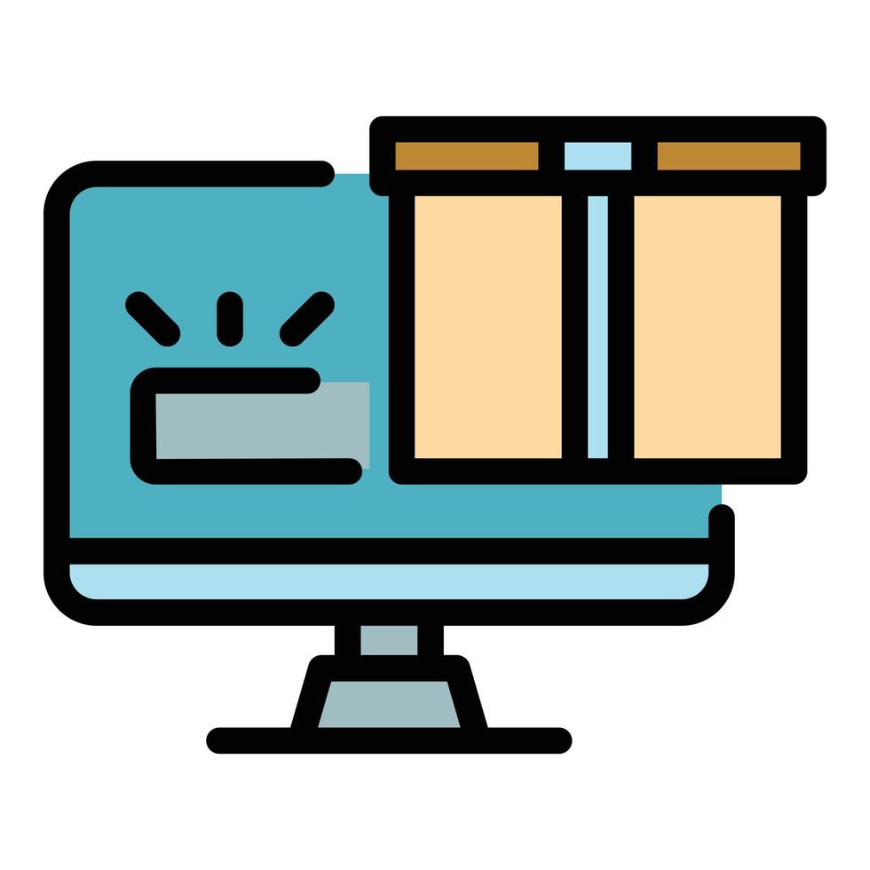 Online parcel delivery icon color outline vector