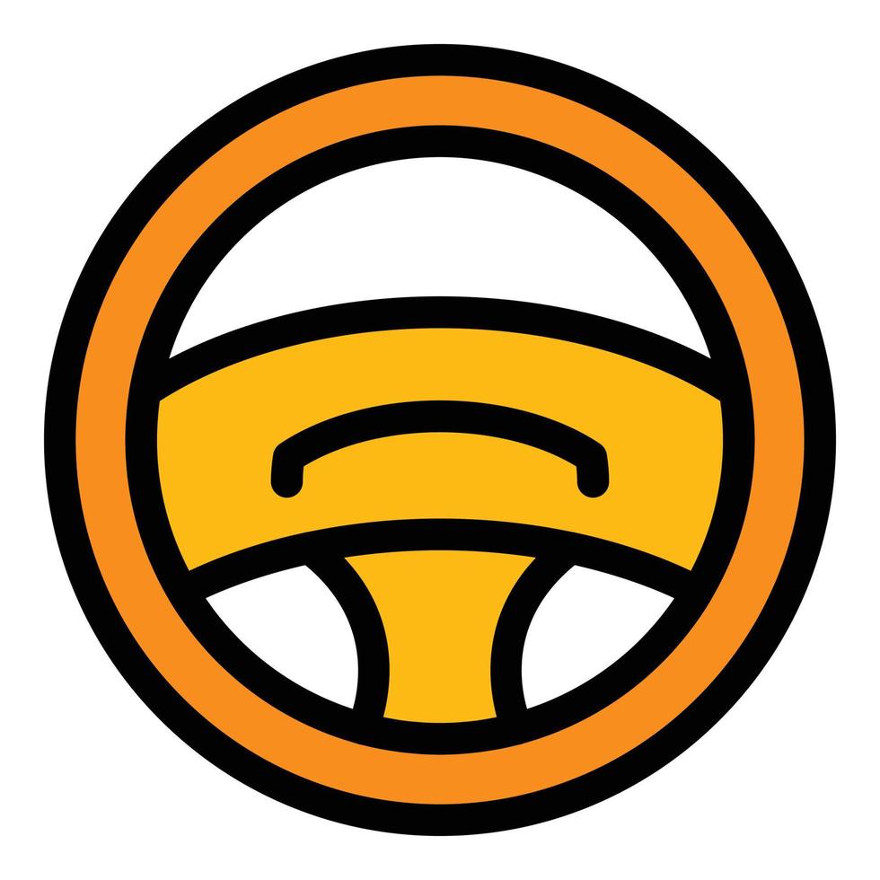 Hand steering wheel icon color outline vector