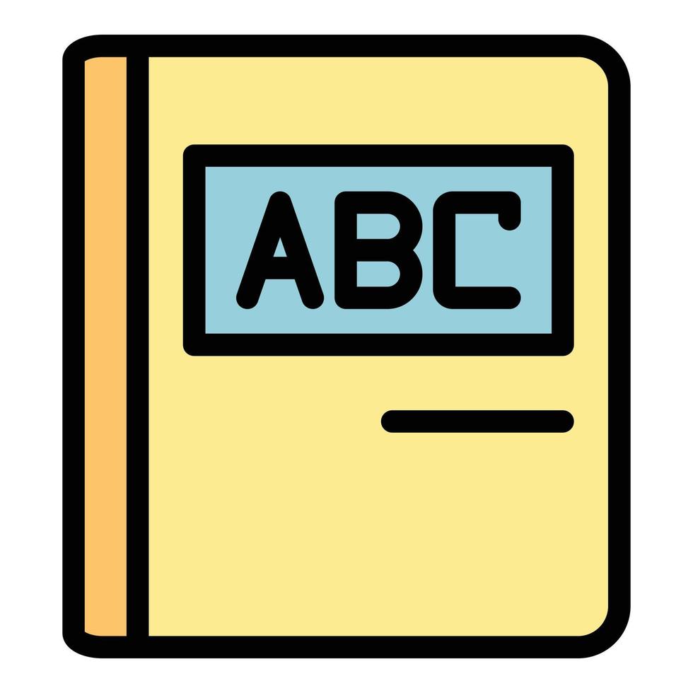 Abc education book icon color outline vector