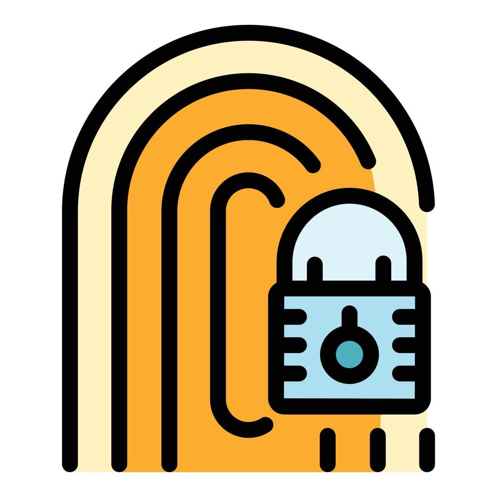 Locked fingerprint personal information icon color outline vector