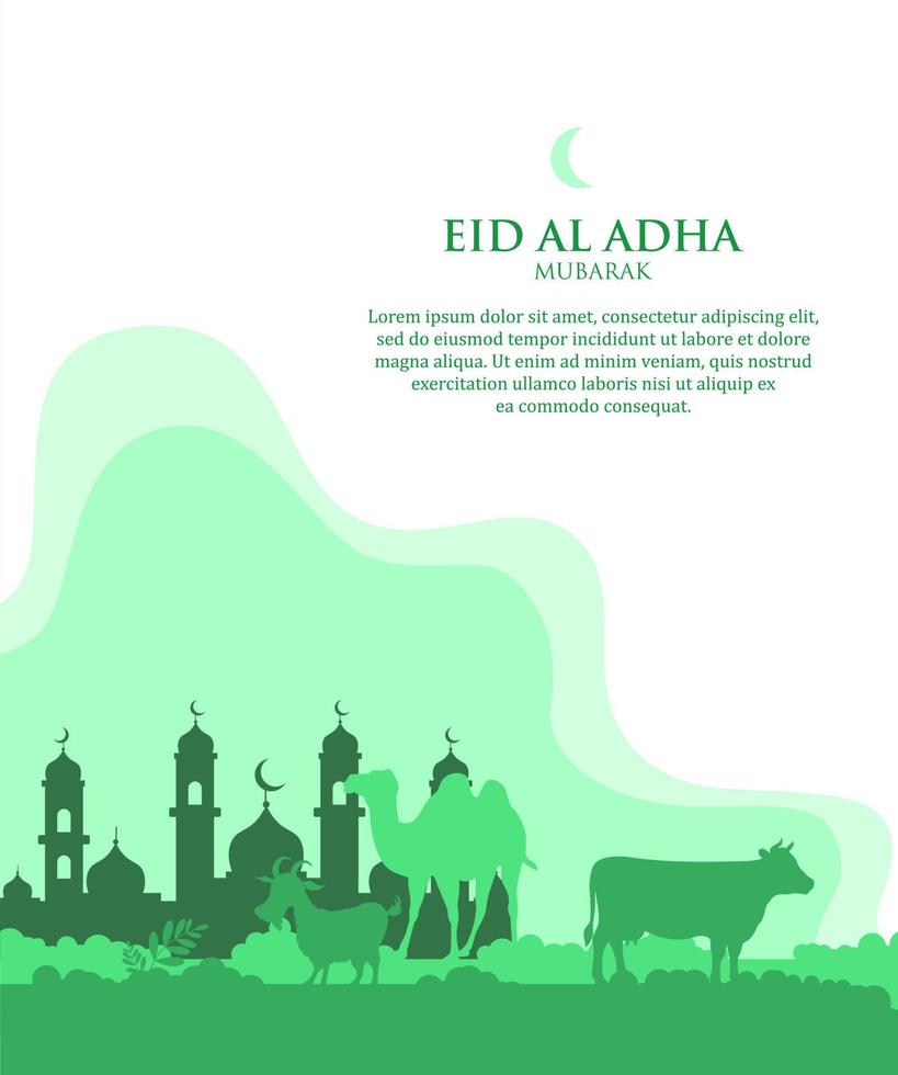 cartel de eid al adha en diseño de estilo de corte de papel vector