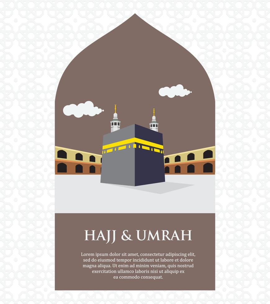 hajj and umrah poster design with kaaba vector