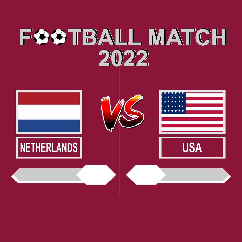 Netherlands vs USA football cup 2022 red template background vector for schedule or result match