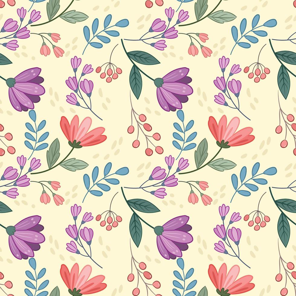 Floral seamless pattern with beautiful Flowers vector