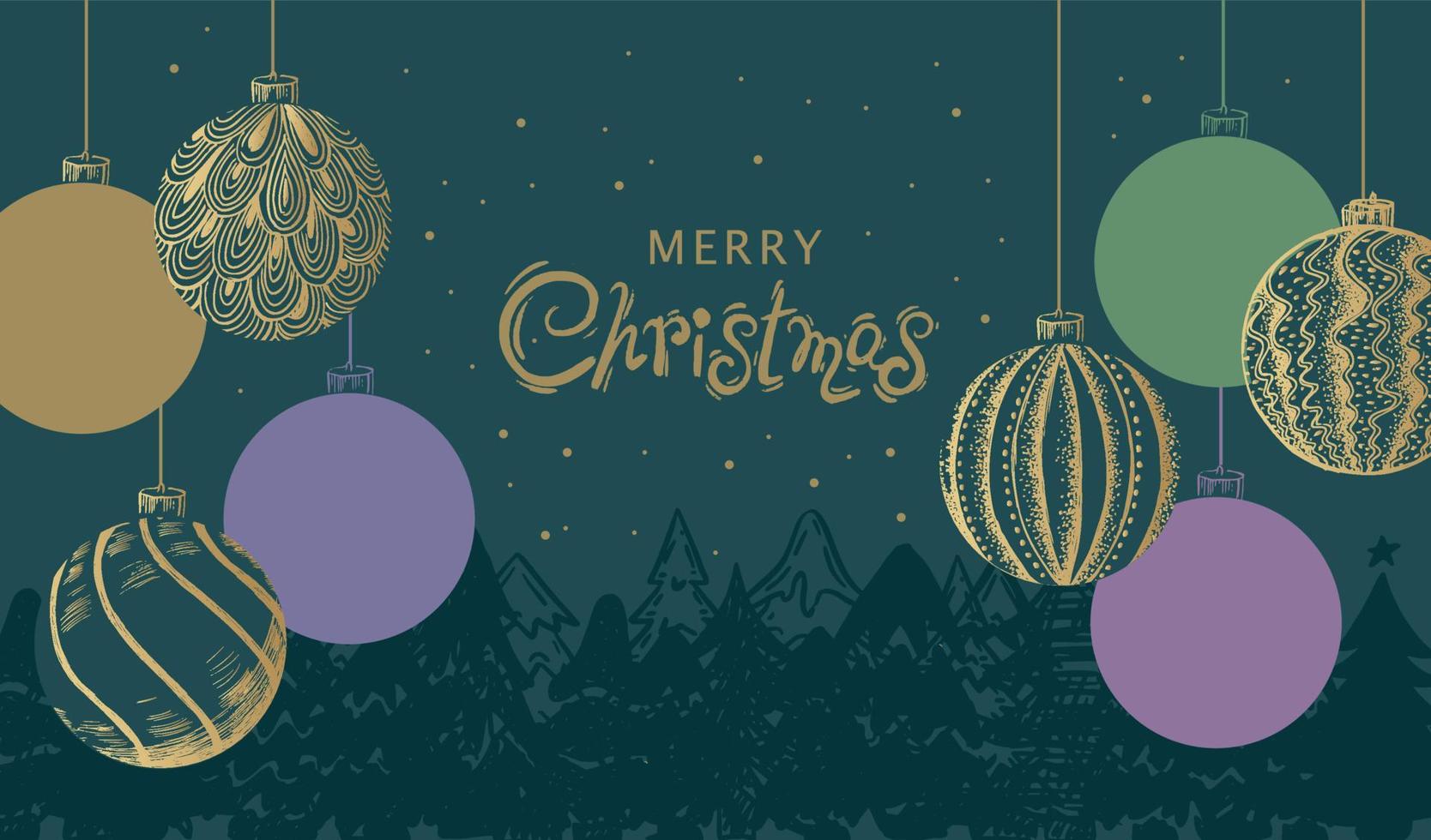 Merry Christmas and New Year set. Hand drawn illustration vector