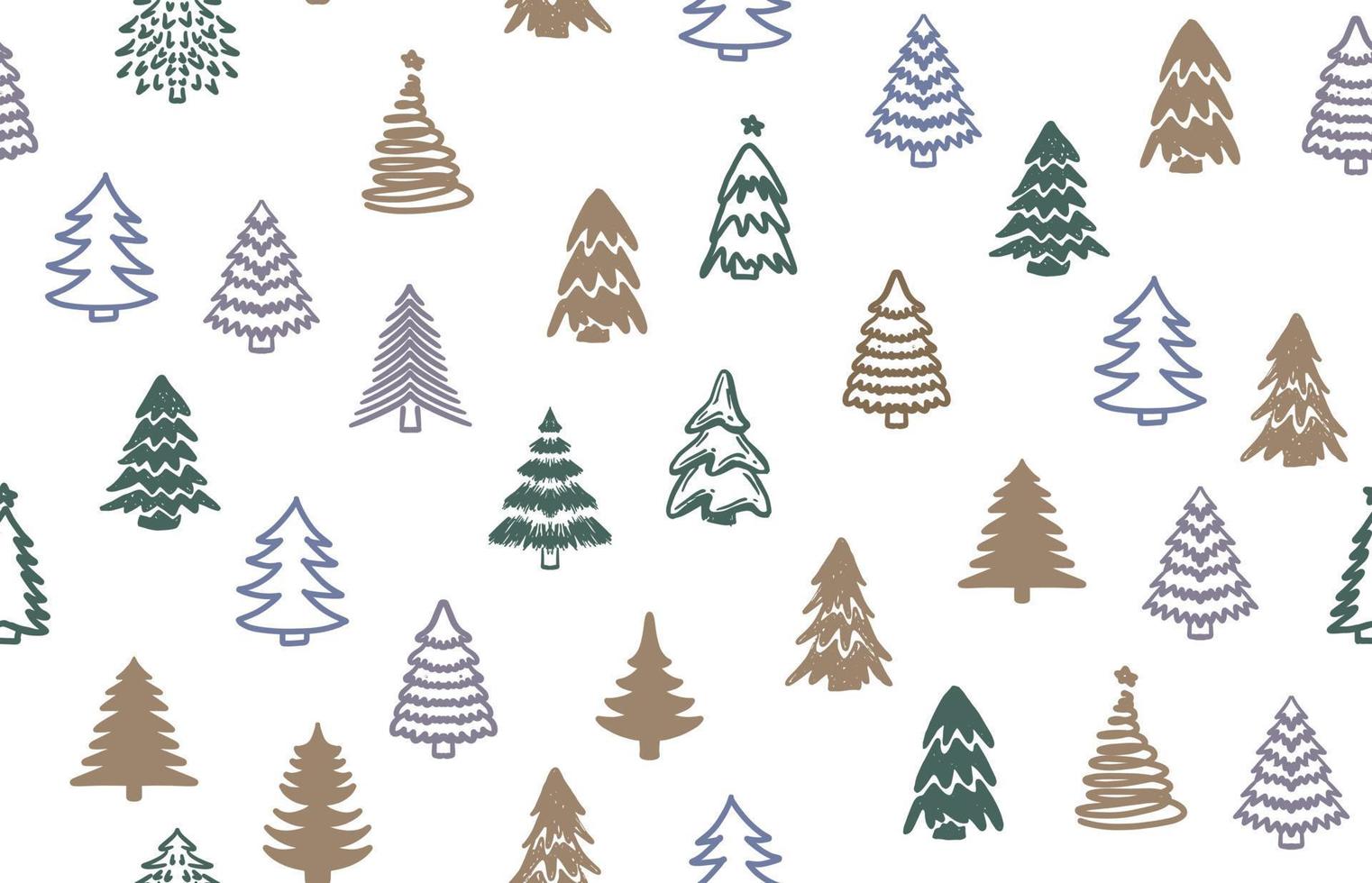 juego de árboles de navidad, ilustraciones dibujadas a mano vector
