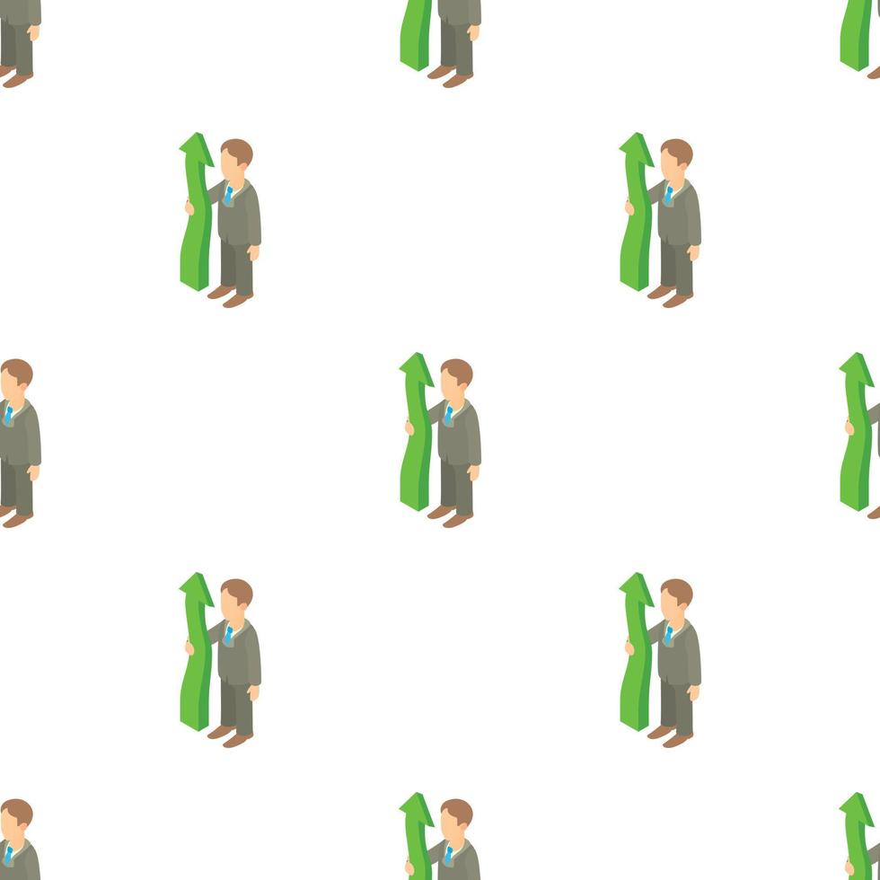 Business man holding green arrow up pattern seamless vector