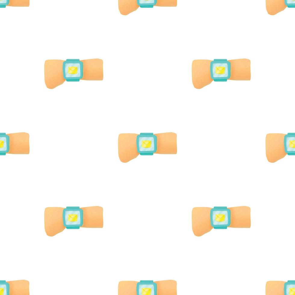 Hand with smart watch and message pattern seamless vector
