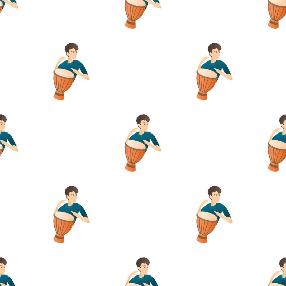 Man plays on drum pattern seamless vector