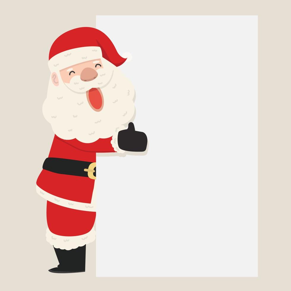 Funny Santa Claus with blank paper vector