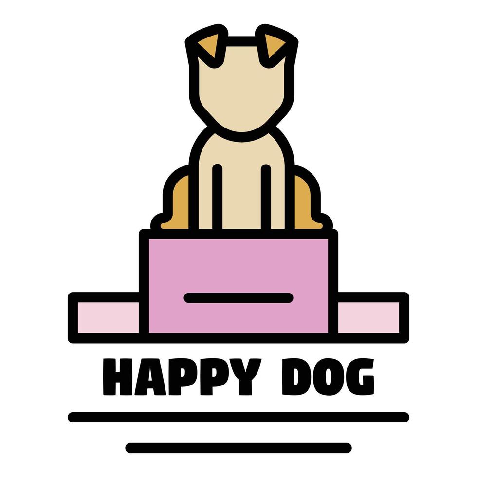 logotipo de perro feliz, estilo de esquema vector