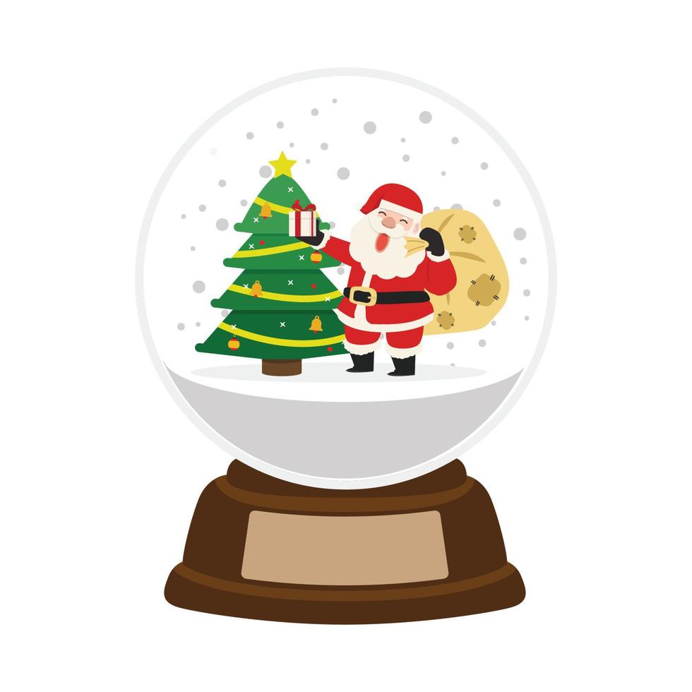 santa claus in snow globe christmas vector