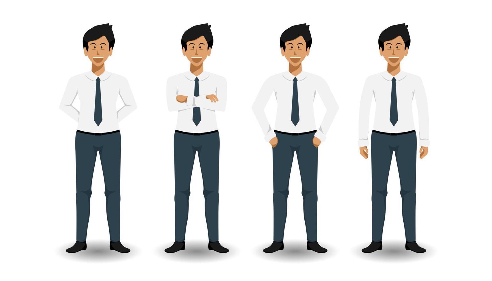 Standing businessman pose design on isolated background, Vector illustration.
