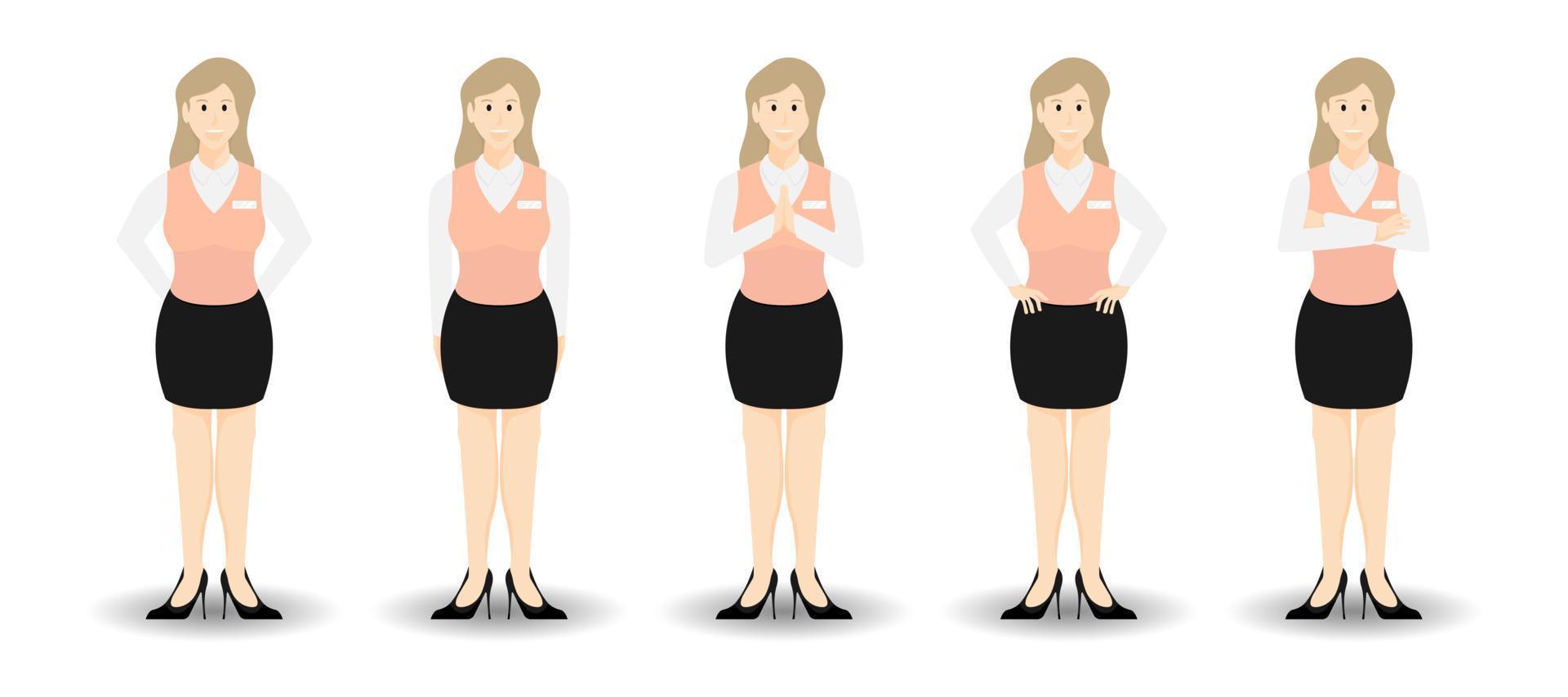Receptionist in company uniform on isolated background, Cartoon vector illustration.