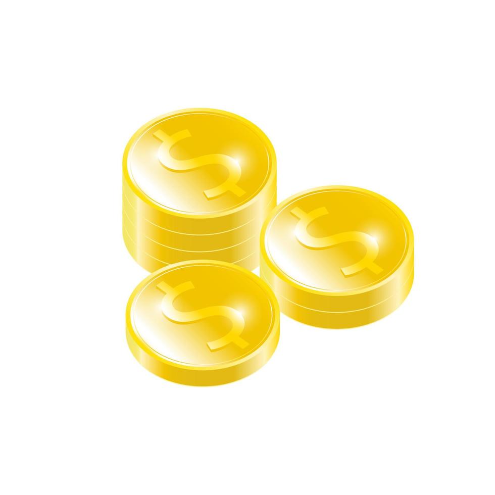 Vector create design, Gold coin stack on isolated background, Business illustration elements.