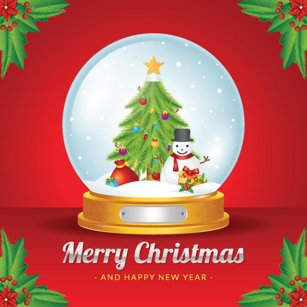 Christmas Globe. Merry Christmas Greetings Card, social media post, Christmas Poster vector