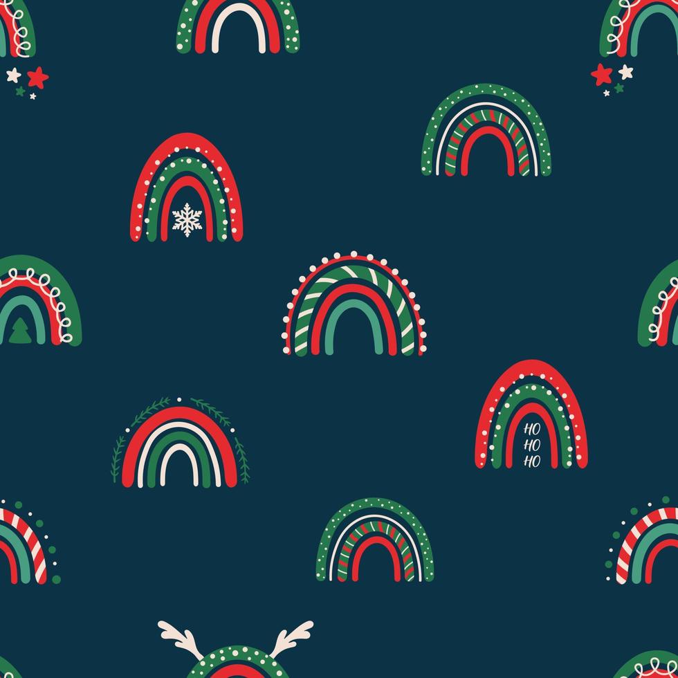 Seamless christmas pattern. Background with winter rainbow. Perfect for wrapping paper, greeting cards, textile vector